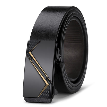 Men's Inner Wear Toothless Automatic Buckle Belt Business Casual All-match Trendy Two-layer Cowhide