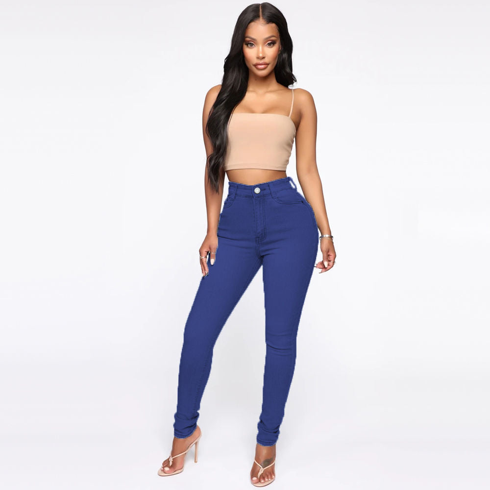 Slimming Jeans Pants For Women - High Waist Trousers With Pockets