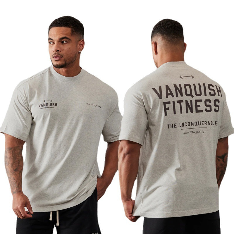 Men's Fitness Sports Pure Cotton Round Neck Short Sleeve T-shirt