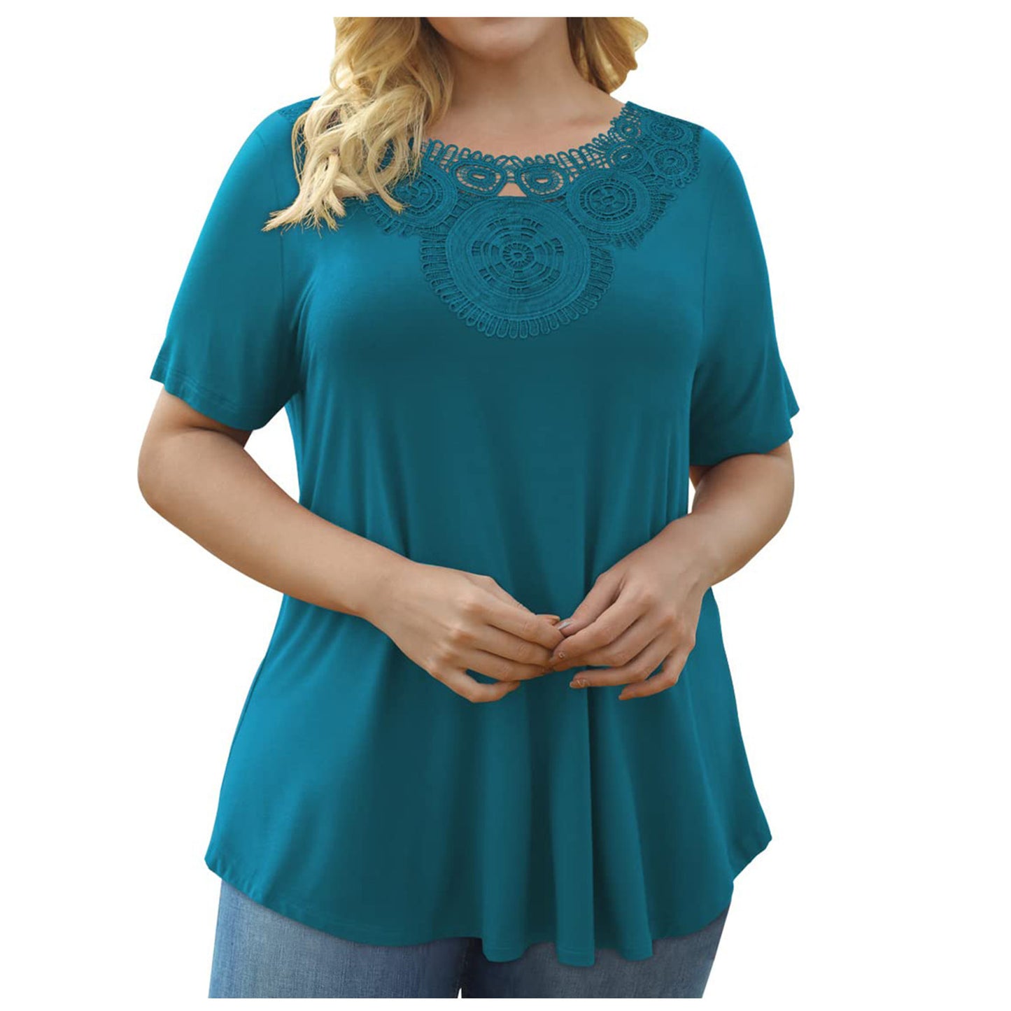 Pullover Lace Pleated T-shirt Waist Top