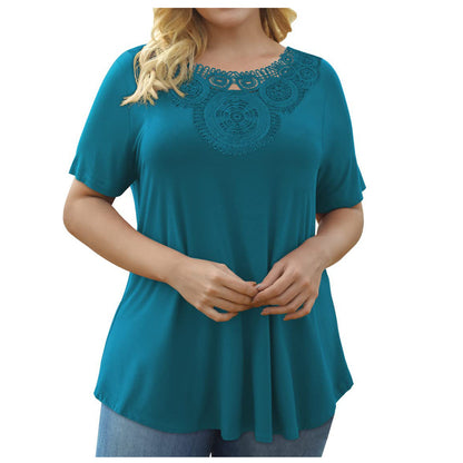 Pullover Lace Pleated T-shirt Waist Top