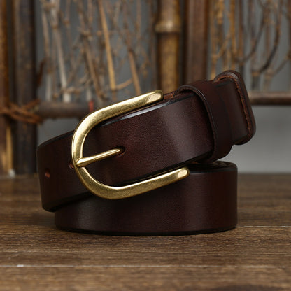 Retro Belt  3.3CM Wide Copper Buckle