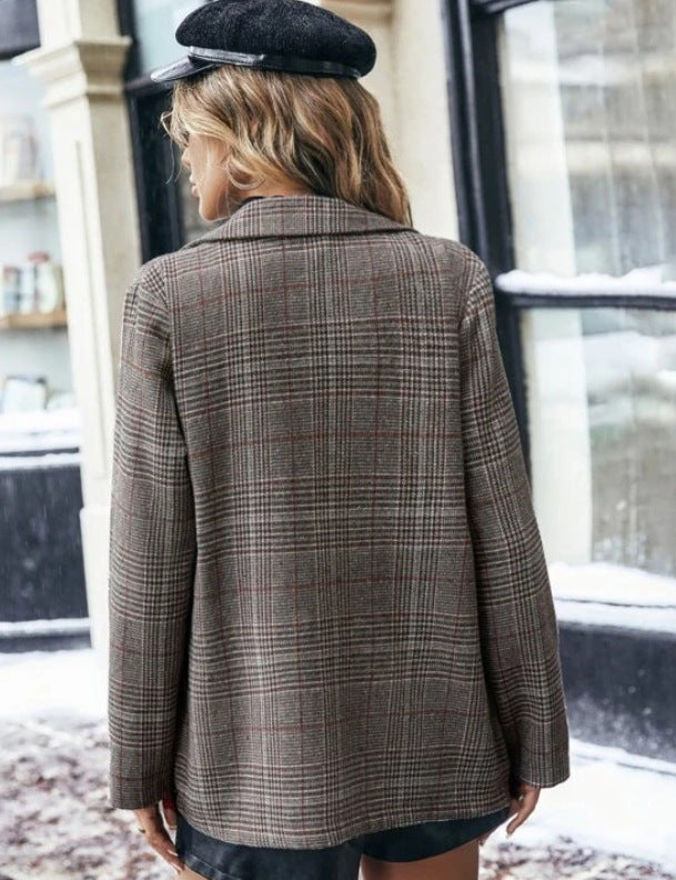 Plaid Printed Lapel Jacket