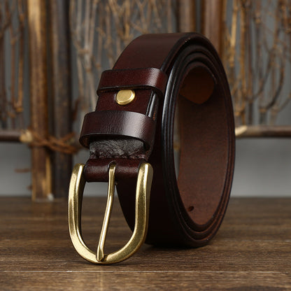 Retro Belt  3.3CM Wide Copper Buckle