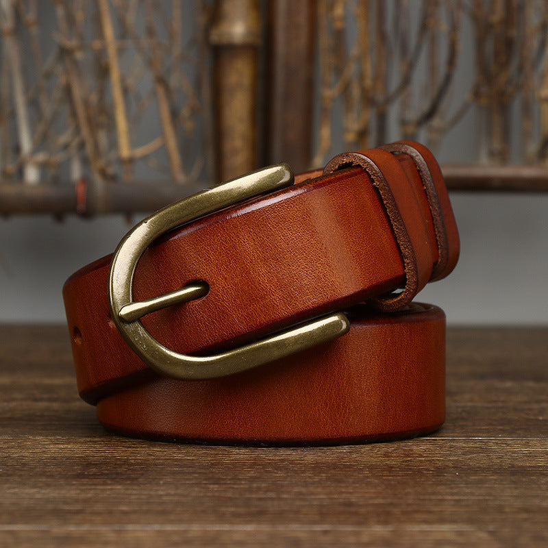 Retro Belt  3.3CM Wide Copper Buckle